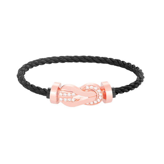 [Glitter Jewelry]CHANCE LARGE 8 FIGURE BUCKLE HALF DIAMOND BRACELET ROSE GOLD