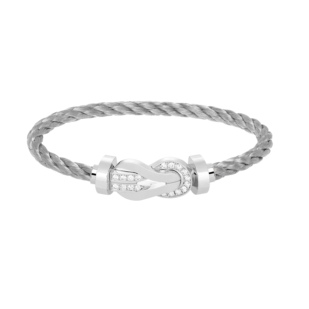 [Glitter Jewelry]CHANCE LARGE 8 FIGURE BUCKLE HALF DIAMOND BRACELET SILVER