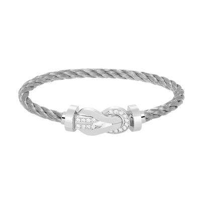 [Glitter Jewelry]CHANCE LARGE 8 FIGURE BUCKLE HALF DIAMOND BRACELET SILVER