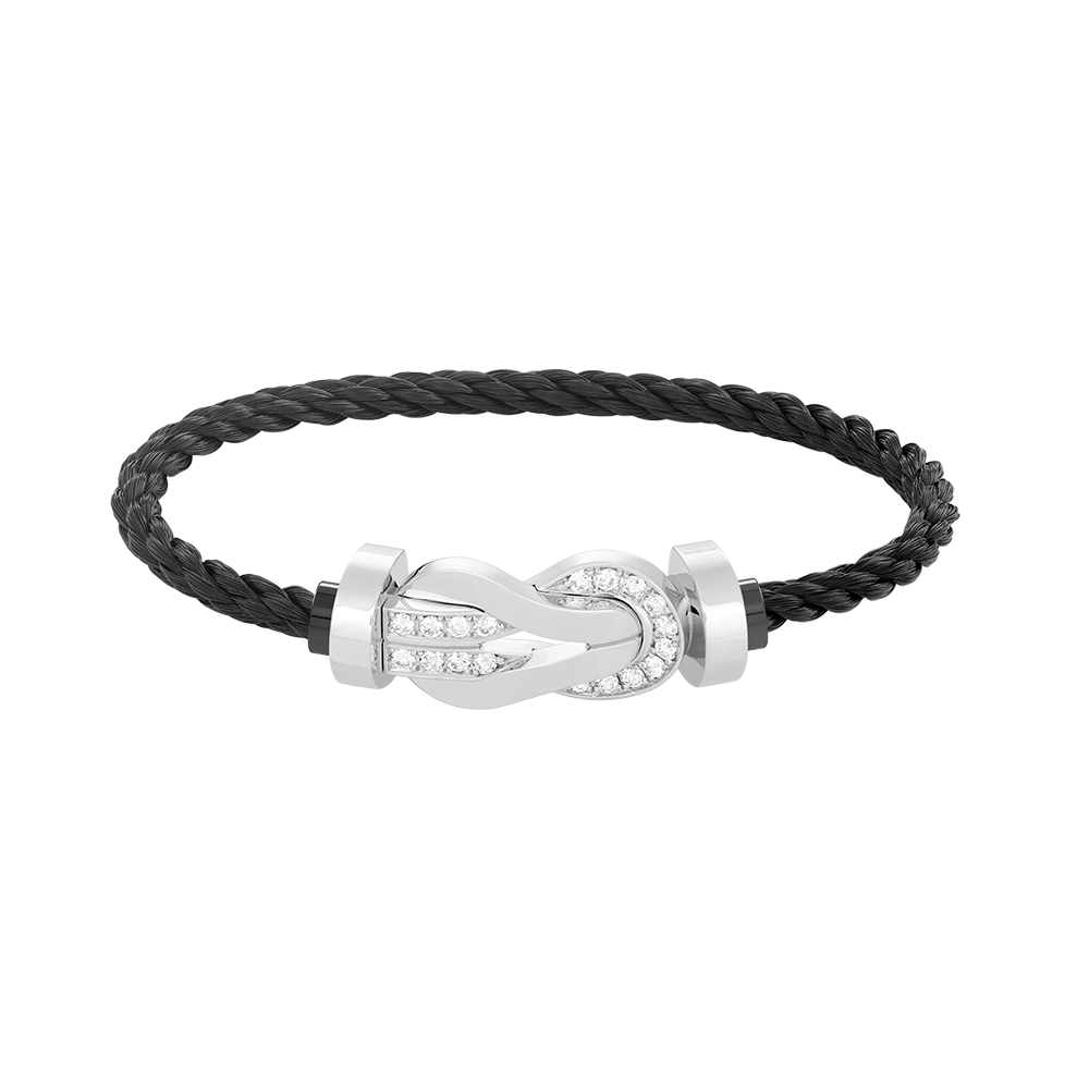 [Glitter Jewelry]CHANCE LARGE 8 FIGURE BUCKLE HALF DIAMOND BRACELET SILVER