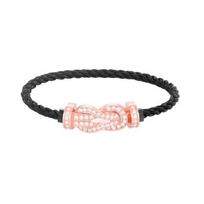 [Glitter Jewelry]CHANCE LARGE 8 FIGURE BUCKLE FULL DIAMOND BRACELET ROSE GOLD