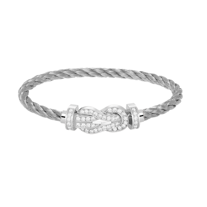 [Glitter Jewelry]CHANCE LARGE 8 FIGURE BUCKLE FULL DIAMOND BRACELET SILVER