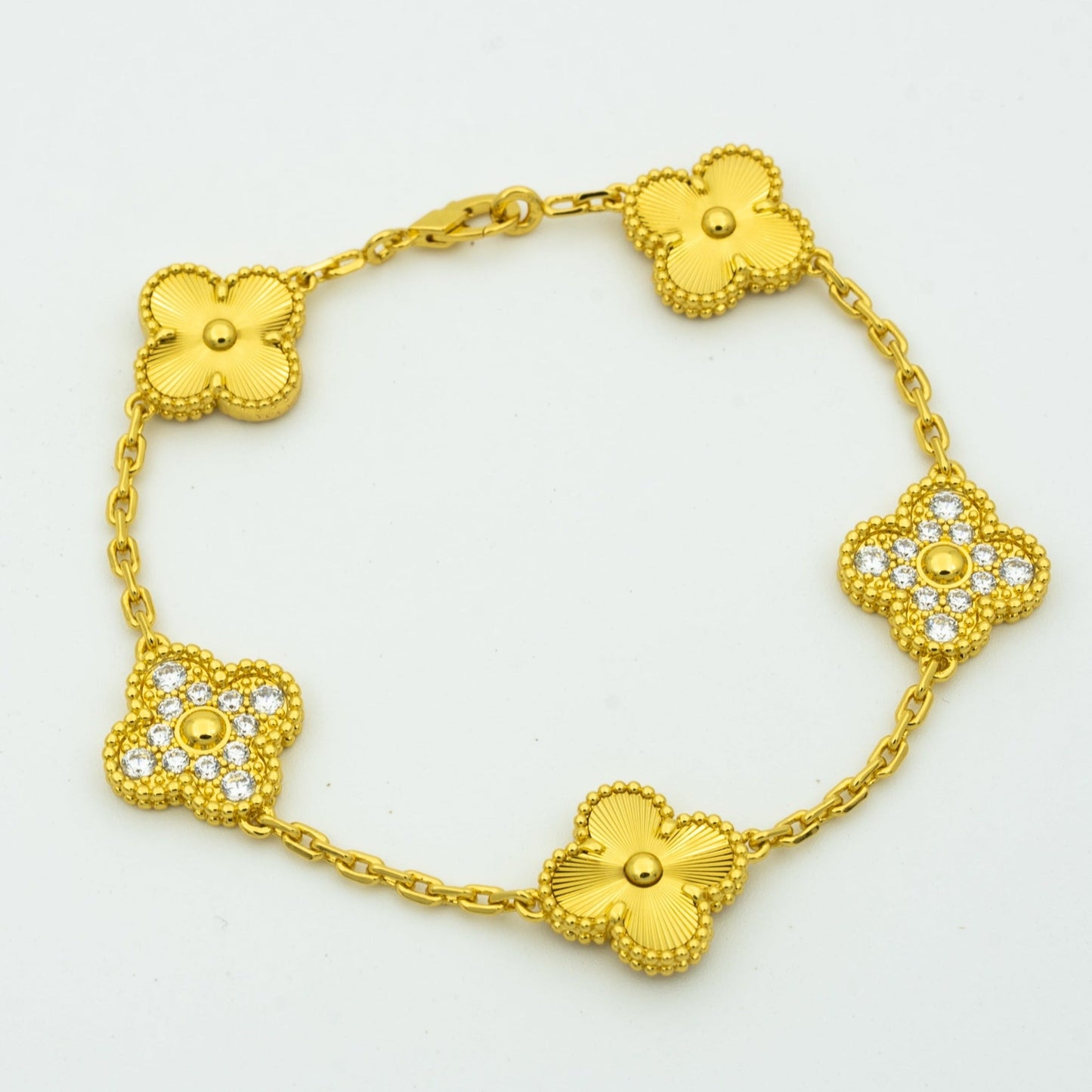 [Glitter Jewelry]CLOVER BRACELET 5 MOTIFS GOLD DIAMOND