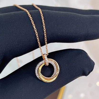 [Glitter Jewelry]TRINITY NECKLACE SILVER GOLD PINK GOLD DIAMONDS