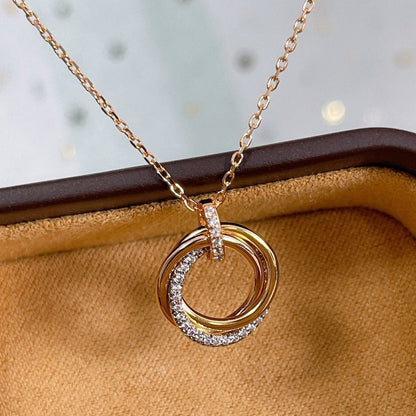 [Glitter Jewelry]TRINITY NECKLACE SILVER GOLD PINK GOLD DIAMONDS