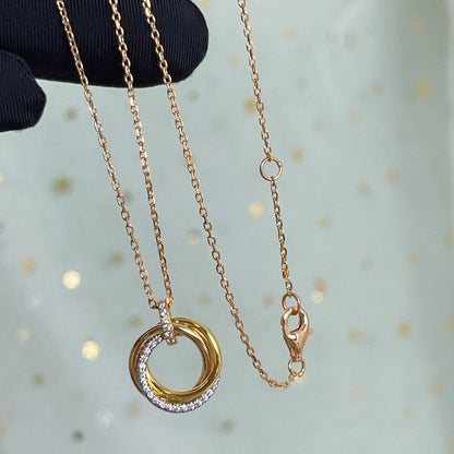 [Glitter Jewelry]TRINITY NECKLACE SILVER GOLD PINK GOLD DIAMONDS