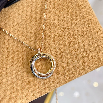 [Glitter Jewelry]TRINITY NECKLACE SILVER GOLD PINK GOLD DIAMONDS