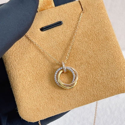 [Glitter Jewelry]TRINITY NECKLACE SILVER GOLD PINK GOLD DIAMONDS