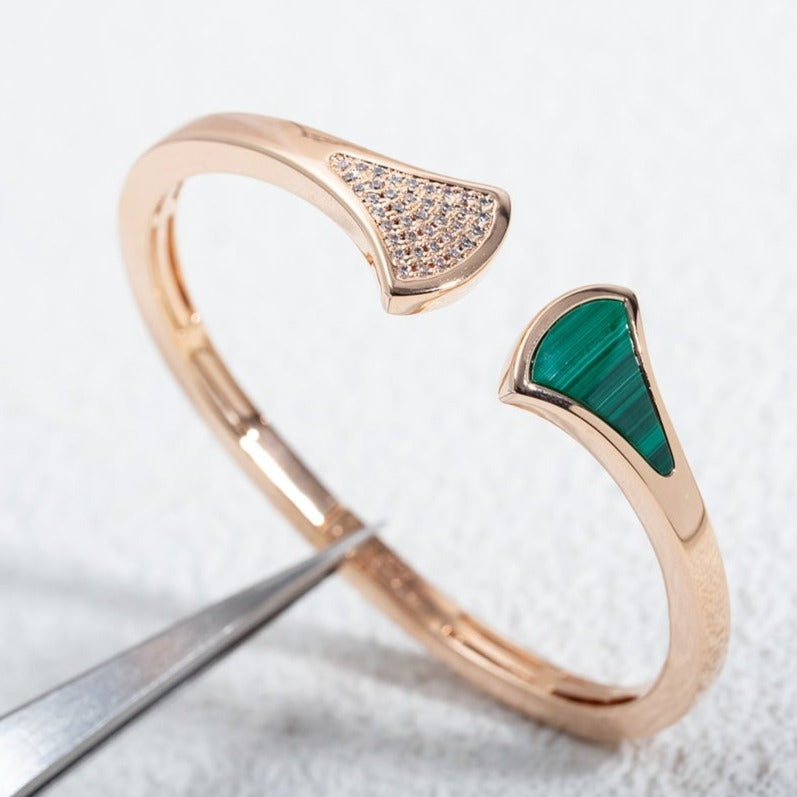 [Glitter Jewelry]DREAM BRACELET OPEN MALACHITE PINK GOLD