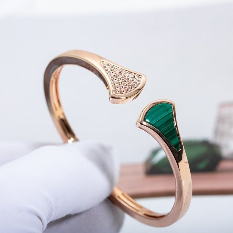 [Glitter Jewelry]DREAM BRACELET OPEN MALACHITE PINK GOLD