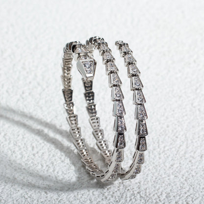 [Glitter Jewelry]SERPENTI BRACELET SILVER DIAMOND DOUBLE ROW