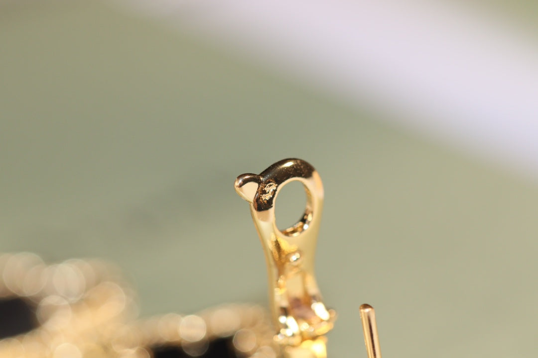 [Glitter Jewelry]CLOVER EARRINGS GOLD ONYX MOP 3 MOTIF