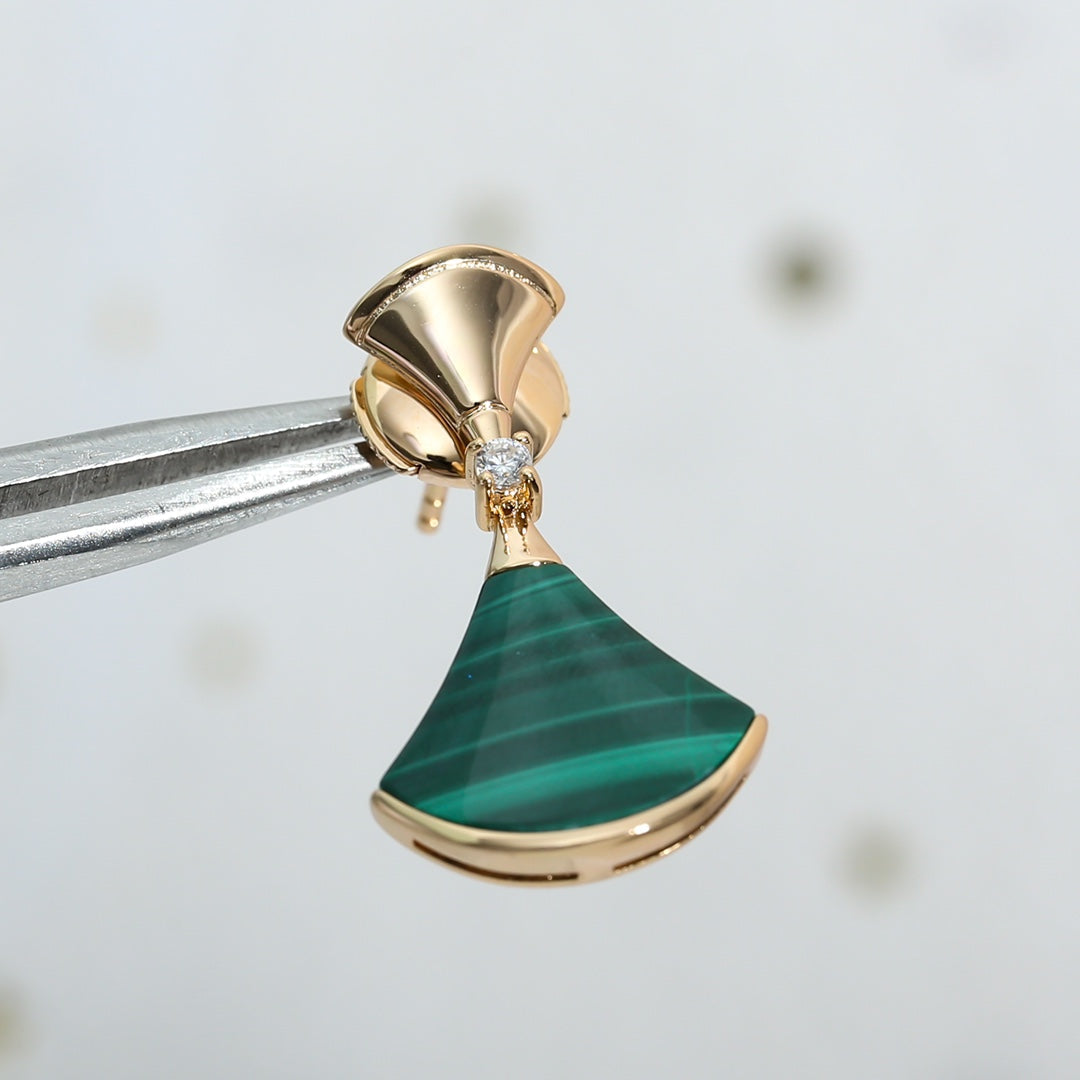 [Glitter Jewelry]DREAM MALACHITE PINK GOLD EARRINGS