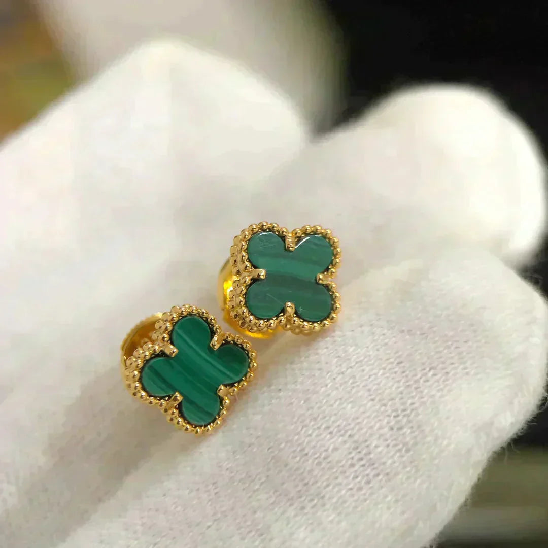 [Glitter Jewelry]CLOVER MINI 9.5MM MALACHITE  EARRINGS