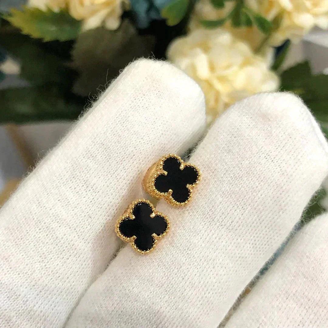 [Glitter Jewelry]CLOVER MINI 9.5MM BLACK MOP EARRINGS