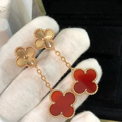 [Glitter Jewelry]CLOVER 2 MOTIF  LASER CARNELIAN EARRINGS