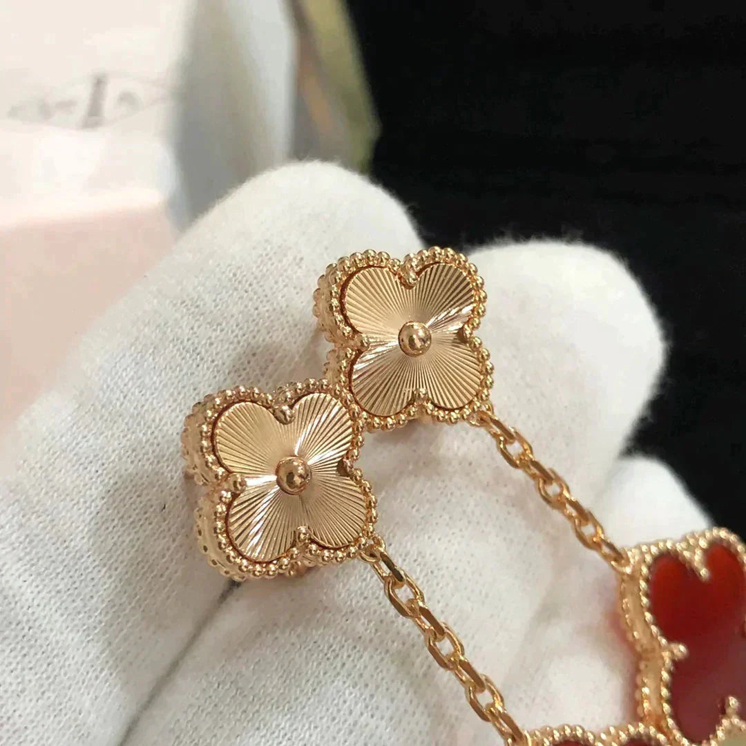 [Glitter Jewelry]CLOVER 2 MOTIF  LASER CARNELIAN EARRINGS