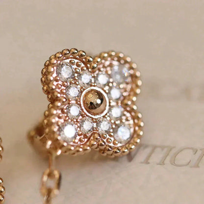 [Glitter Jewelry]CLOVER MEDIUM 1 MOTIFS FUll DIAMOND EARRINGS