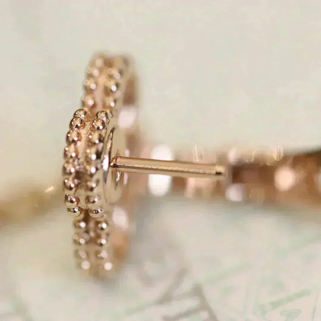 [Glitter Jewelry]CLOVER MEDIUM 1 MOTIFS FUll DIAMOND EARRINGS