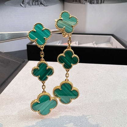 [Glitter Jewelry]CLOVER MALACHITE 3 MOTIFS GOLD