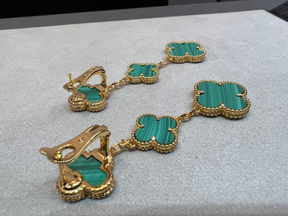 [Glitter Jewelry]CLOVER MALACHITE 3 MOTIFS GOLD