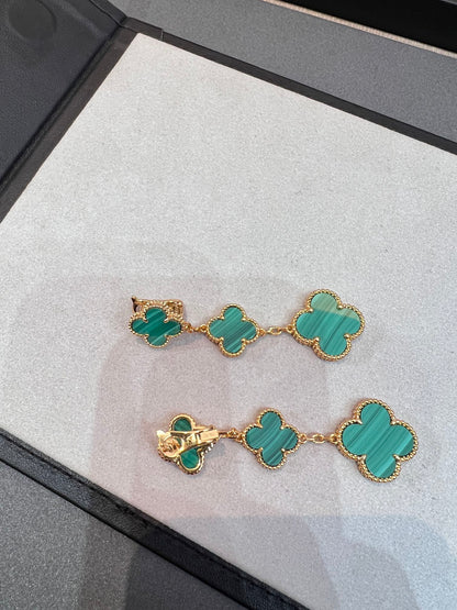 [Glitter Jewelry]CLOVER MALACHITE 3 MOTIFS GOLD