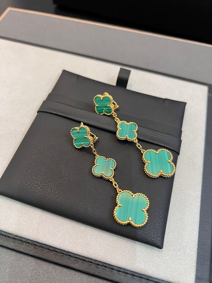 [Glitter Jewelry]CLOVER MALACHITE 3 MOTIFS GOLD