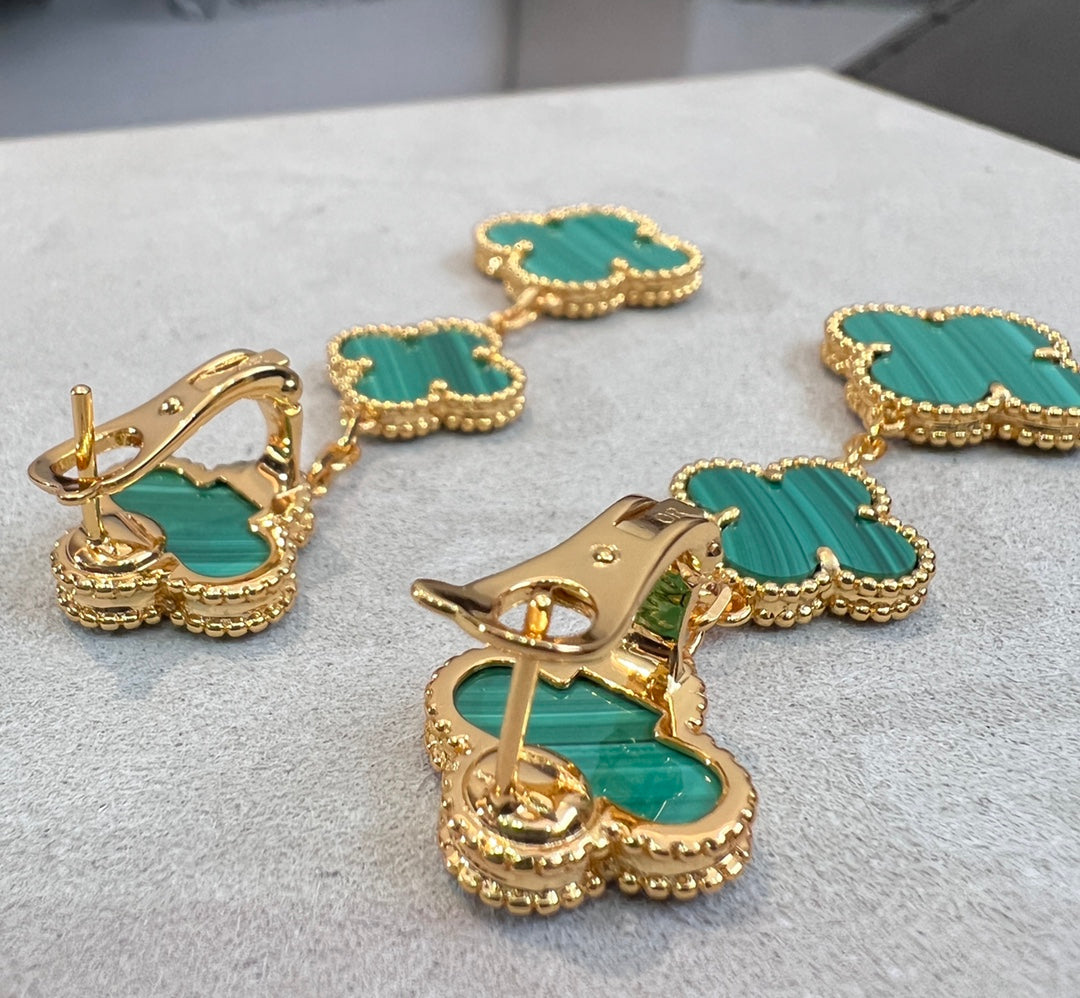 [Glitter Jewelry]CLOVER MALACHITE 3 MOTIFS GOLD