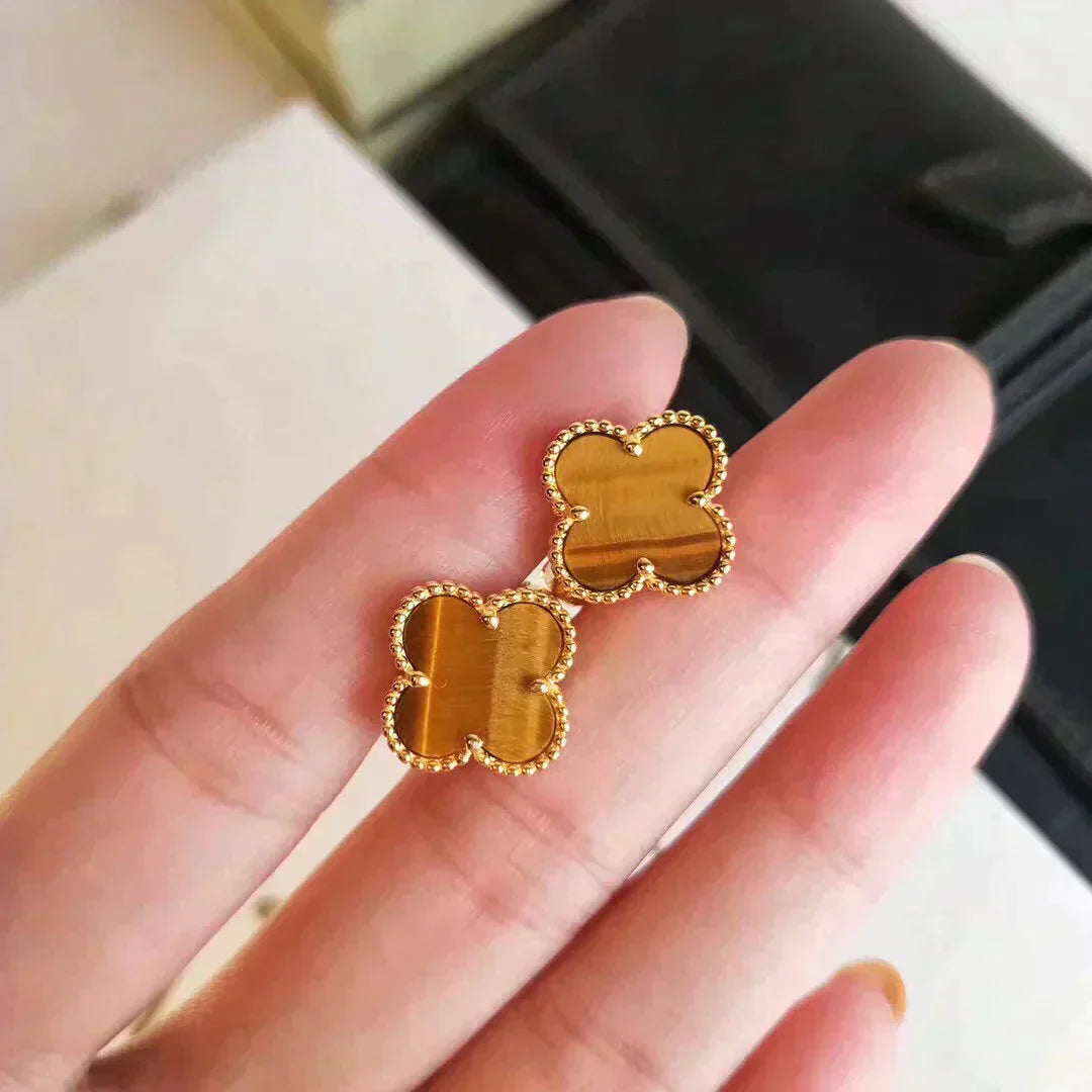 [Glitter Jewelry]CLOVER MEDIUM 1 MOTIFS TIGER EYE EARRINGS