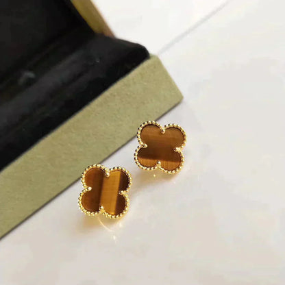 [Glitter Jewelry]CLOVER MEDIUM 1 MOTIFS TIGER EYE EARRINGS