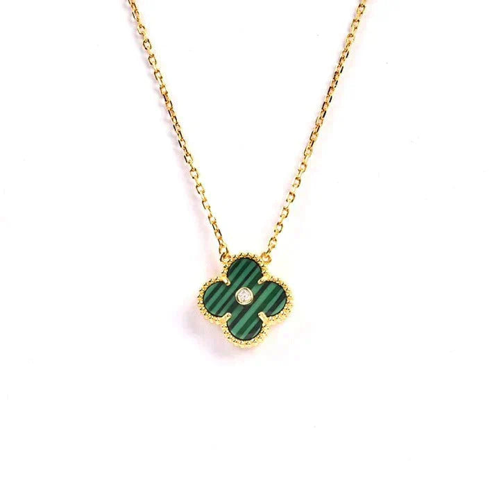 [Glitter Jewelry]CLOVER 15MM DIAMOND TURQUOISE NECKLACE