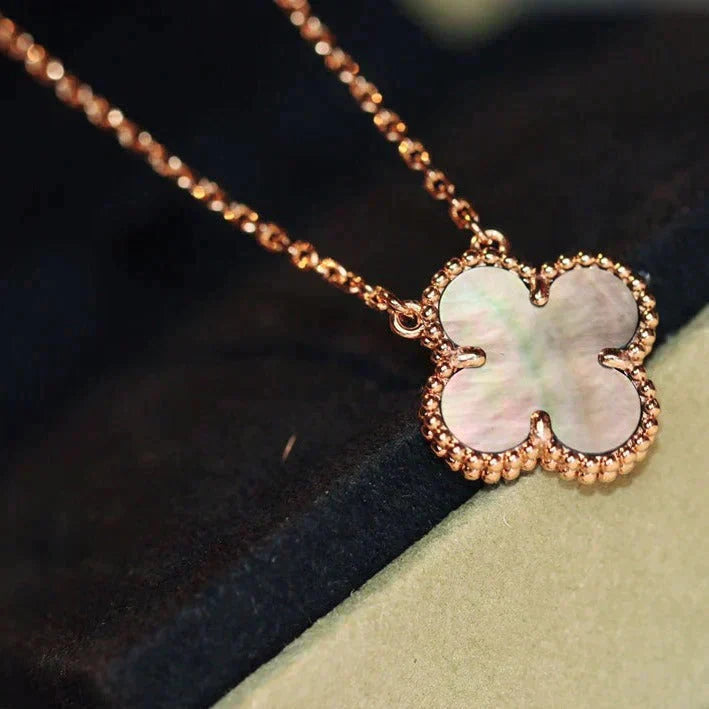 [Glitter Jewelry]CLOVER 15MM  GRAY MOTHER OF PEARL NECKLACE
