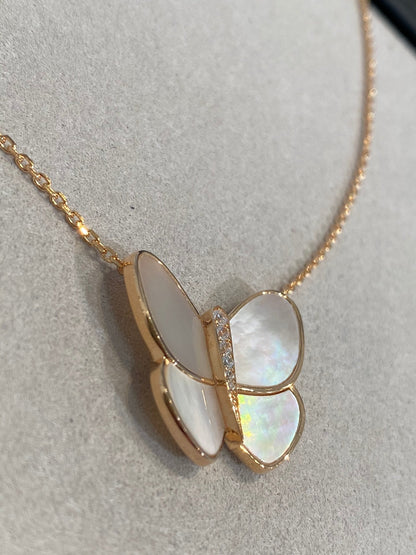 [Glitter Jewelry]BUTTERFLY GOLD MOP DIAMOND NECKLACE