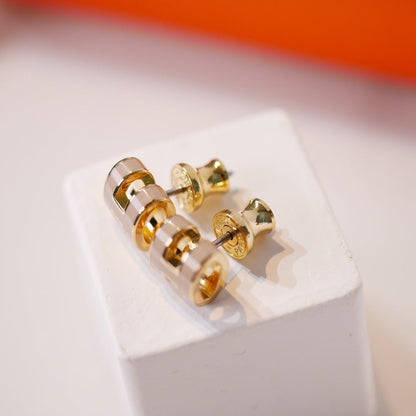 [Glitter Jewelry]MINI POP H GOLD EARRINGS GREY