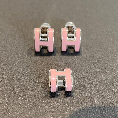 [Glitter Jewelry]MINI POP H SILVER EARRINGS PINK
