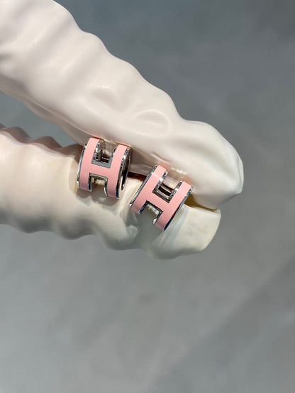 [Glitter Jewelry]MINI POP H SILVER EARRINGS PINK