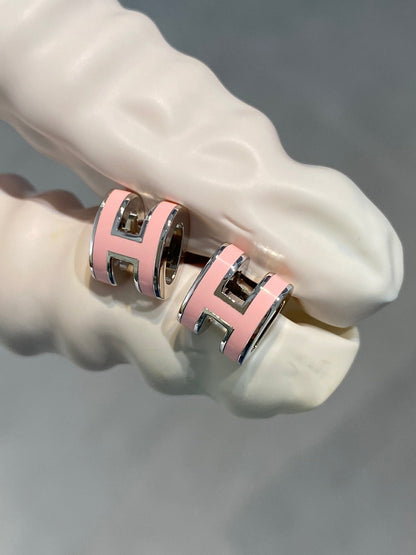 [Glitter Jewelry]MINI POP H SILVER EARRINGS PINK