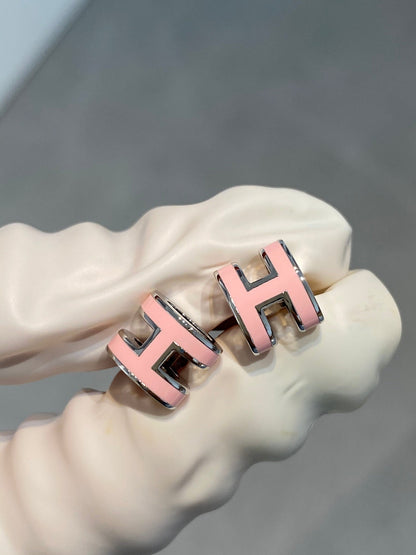 [Glitter Jewelry]MINI POP H SILVER EARRINGS PINK