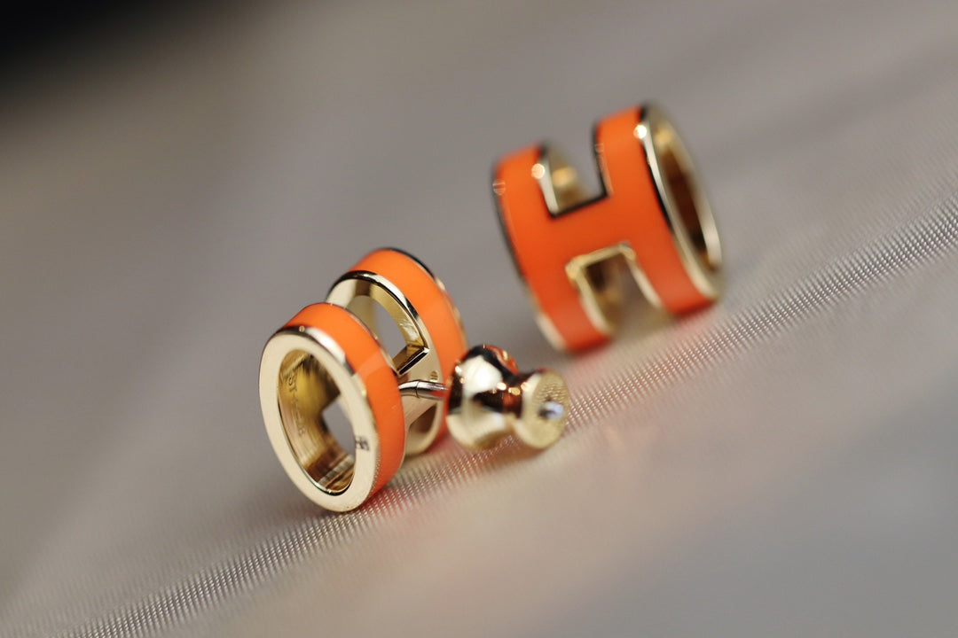 [Glitter Jewelry]MINI POP H EARRINGS ORANGE