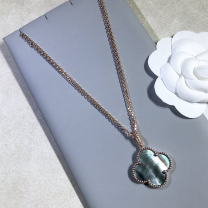 [Glitter Jewelry]CLOVER 25MM GOLD DARK MOP BIG CLOVER NECKLACE