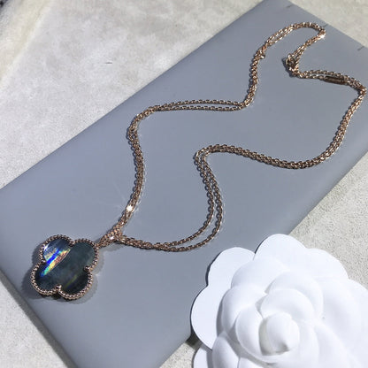 [Glitter Jewelry]CLOVER 25MM GOLD DARK MOP BIG CLOVER NECKLACE