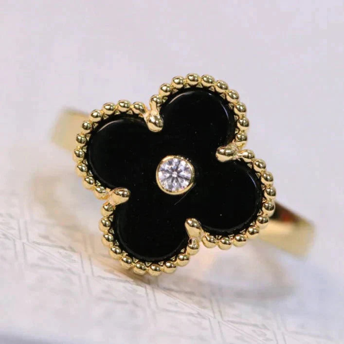 [Glitter Jewelry]CLOVER ONYX RING GOLD DIAMOND