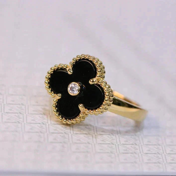 [Glitter Jewelry]CLOVER ONYX RING GOLD DIAMOND