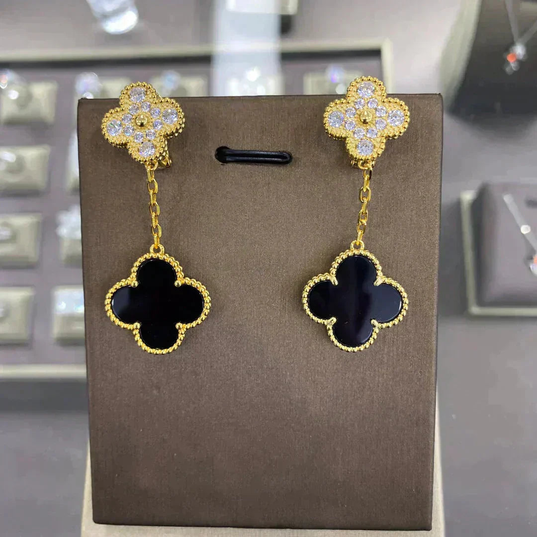 [Glitter Jewelry]CLOVER  2 MOTIFS  DIAMOND  EARRINGS (MULTIPLE CHOICESç´