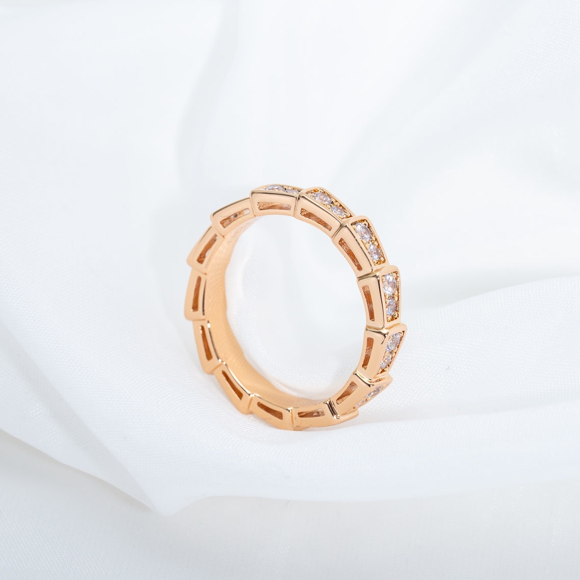 [Glitter Jewelry]SERPENTI RING PINK GOLD DIAMOND PAVED 3MM