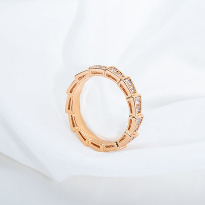 [Glitter Jewelry]SERPENTI RING PINK GOLD DIAMOND PAVED 3MM
