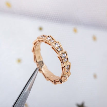 [Glitter Jewelry]SERPENTI RING PINK GOLD DIAMOND PAVED 3MM