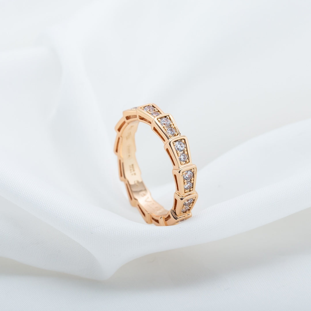 [Glitter Jewelry]SERPENTI RING PINK GOLD DIAMOND PAVED 3MM