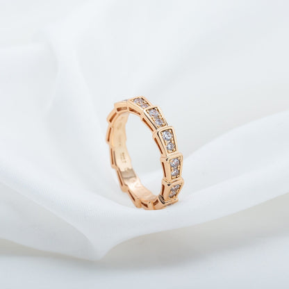 [Glitter Jewelry]SERPENTI RING PINK GOLD DIAMOND PAVED 3MM