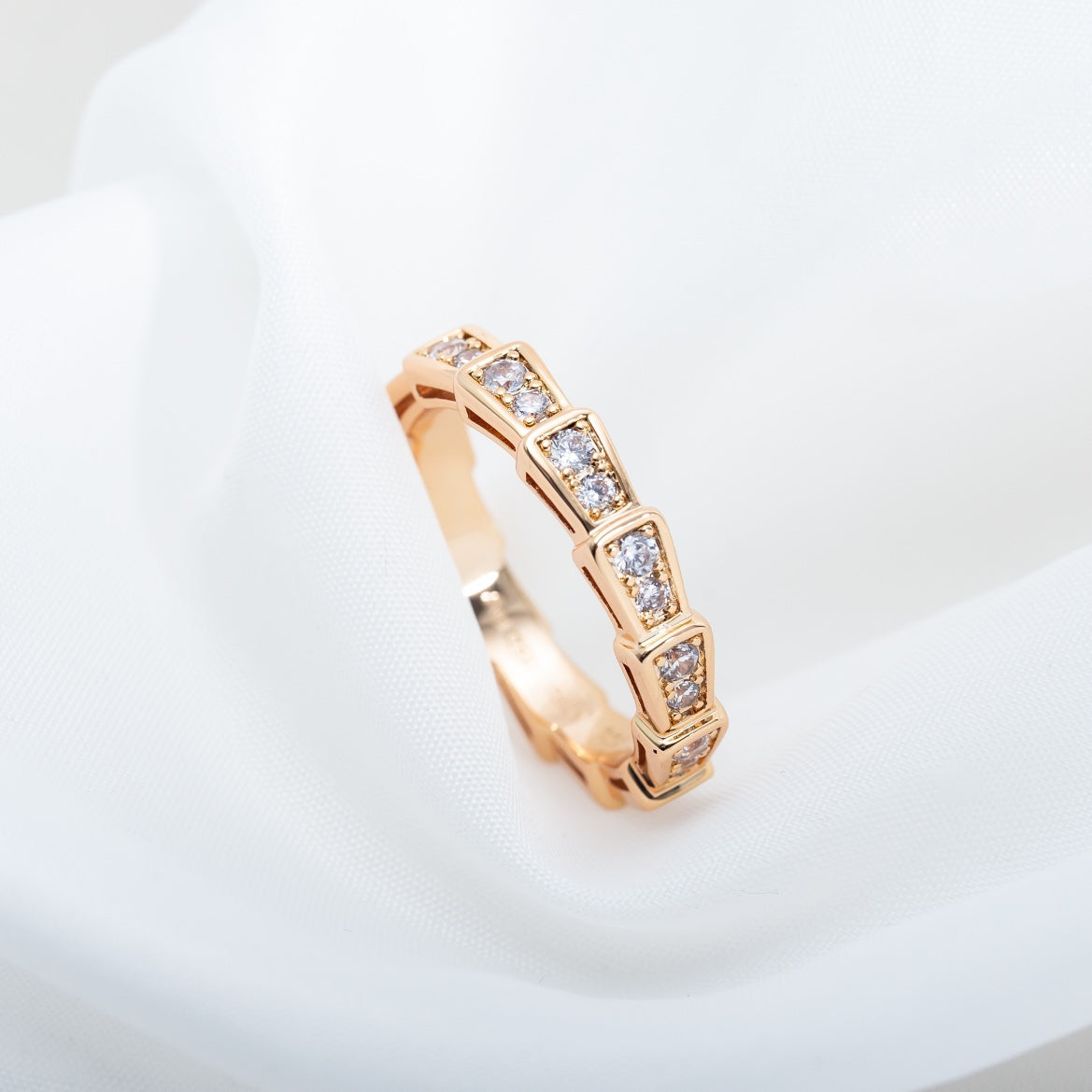 [Glitter Jewelry]SERPENTI RING PINK GOLD DIAMOND PAVED 3MM